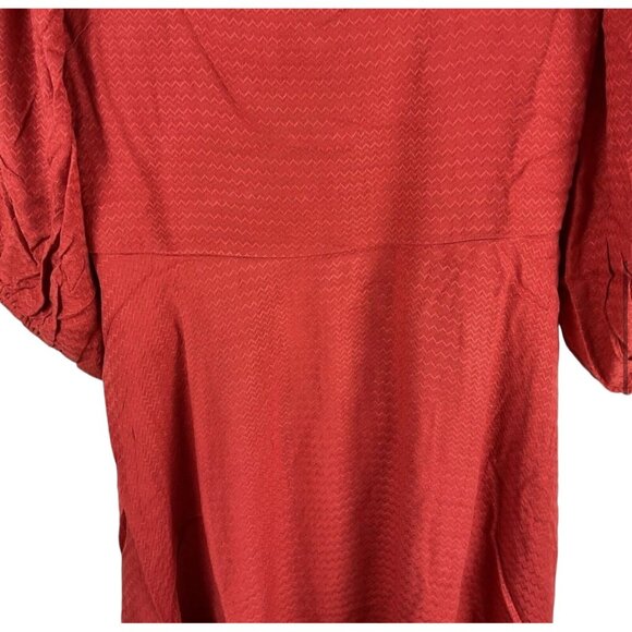 Band of the Free NWT Josette Dress Aurora Red Textured Mini Dress Sz Medium Puff - Picture 13 of 16